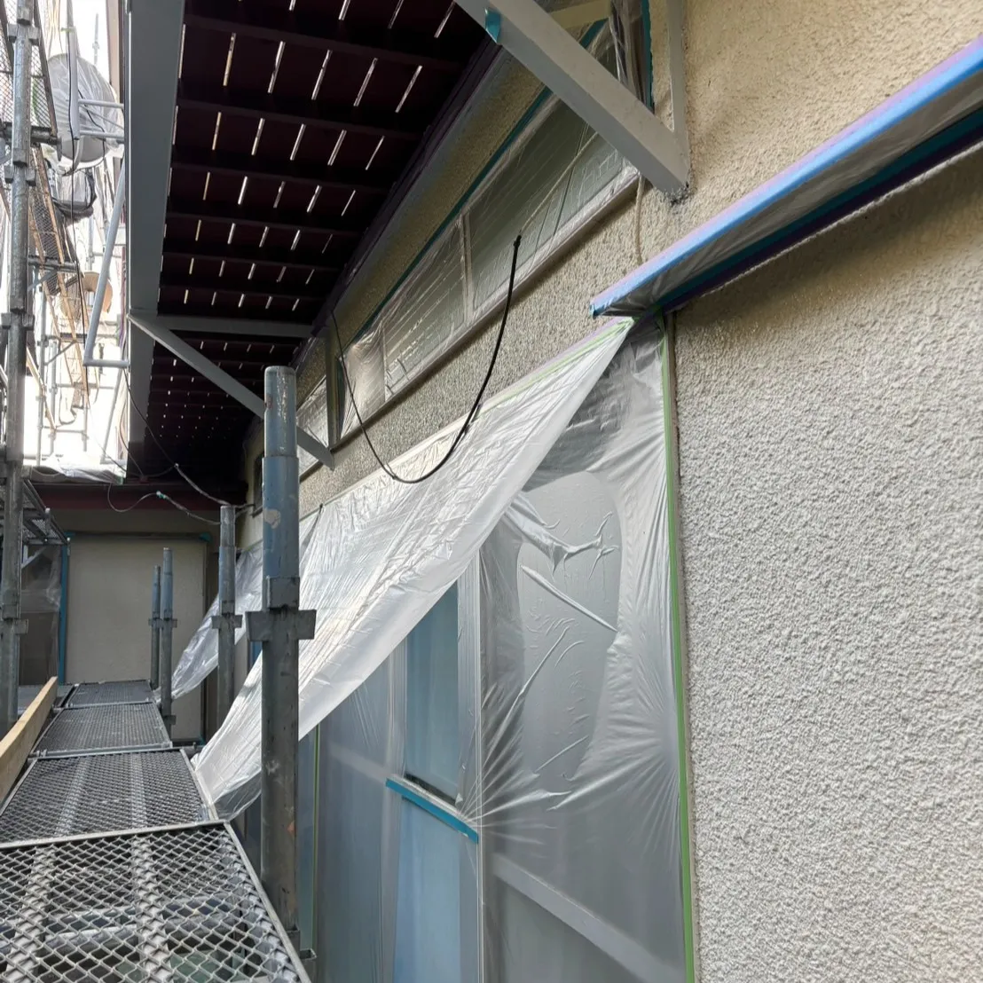 ー松戸市O様邸養生作業他（外壁塗装工事）ー