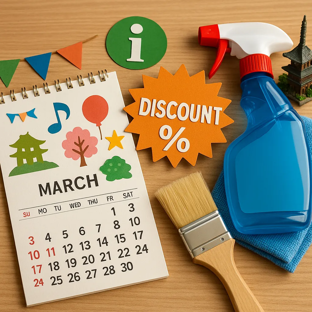 松戸市3月のイベント情報と割引、有限会社ケーアイ美装の案内